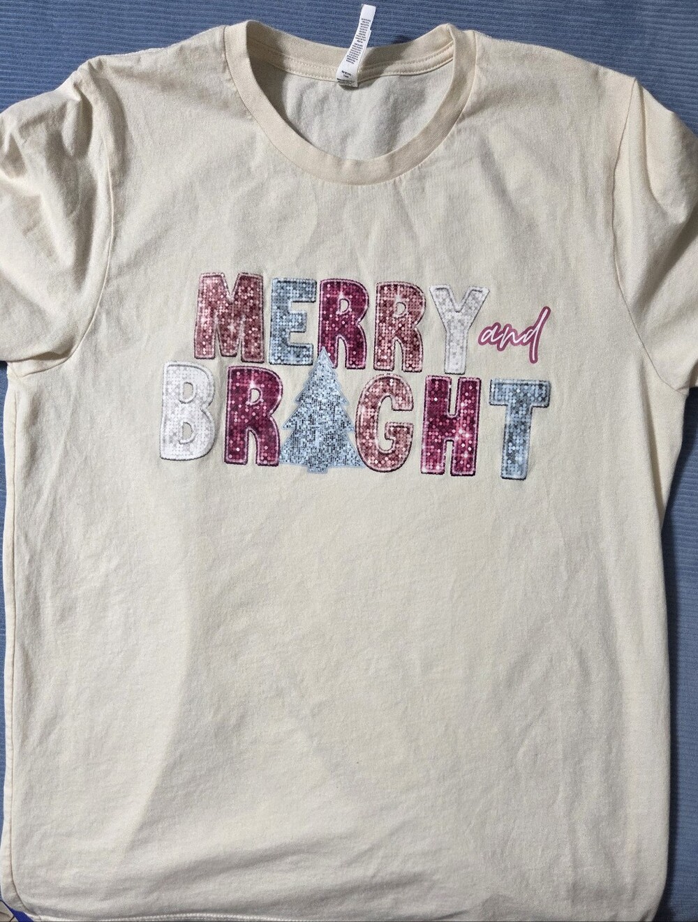 Merry and Bright Faux Sequin Graphic Tee